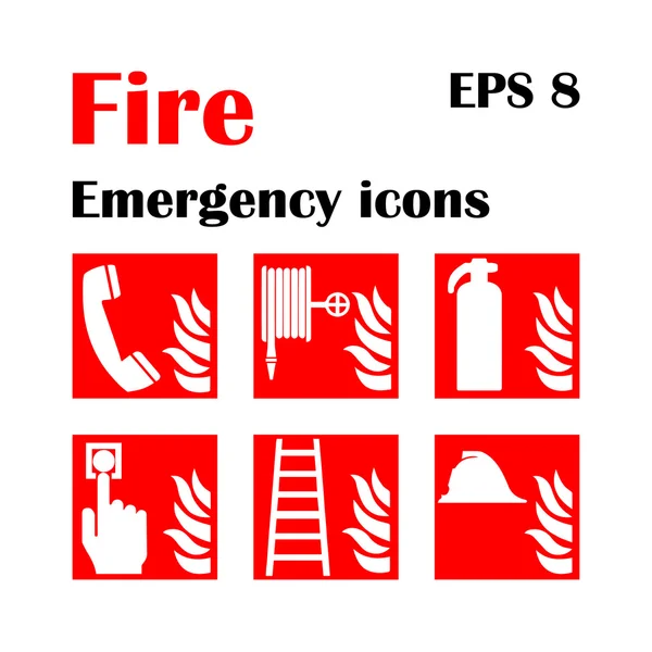 Dispara iconos de emergencia. Ilustración vectorial. Salida de incendios . — Archivo Imágenes Vectoriales