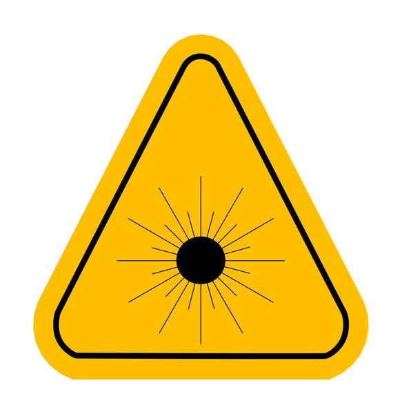 Icono de advertencia de la luz láser en triángulo amarillo . — Vector de stock