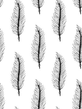 Eşarplı siyah beyaz seamless modeli. Boho stil öğeleri. Vektör çizim.