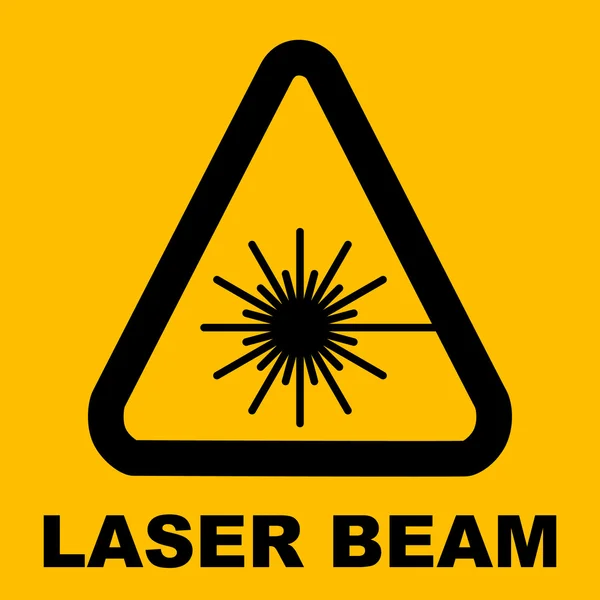 노란색 삼각형에 레이저 빛의 아이콘 경고. — 스톡 벡터