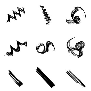 Marker ile yapılan topluluğu grungy çizilmiş spiraller, çizgiler ve dalgalar,