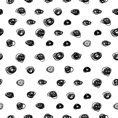 Tek renkli kesintisiz vektör desen elle çizilmiş bukleler ile.