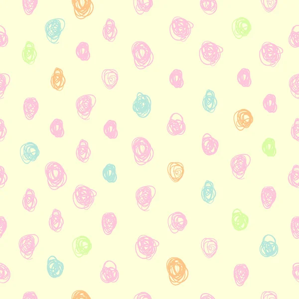 Elle çizilmiş bukleler ile renkli kesintisiz vektör desen.