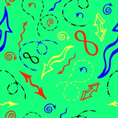 Elle çizilmiş matematiksel öğeleri. Vektör seamless modeli.