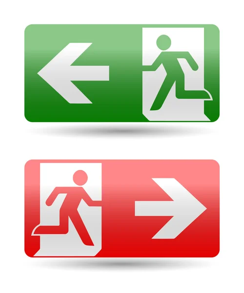 Fire emergency icons. Vector illustration. Fire exit. — Stock Vector