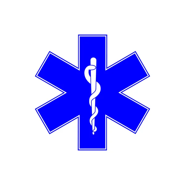 Tıbbi acil durum - Star of Life sembolü. Vektör