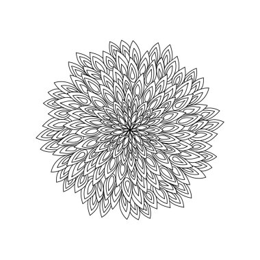 Mandala. Siyah ve beyaz yuvarlak süsleme. Vektör çizim.
