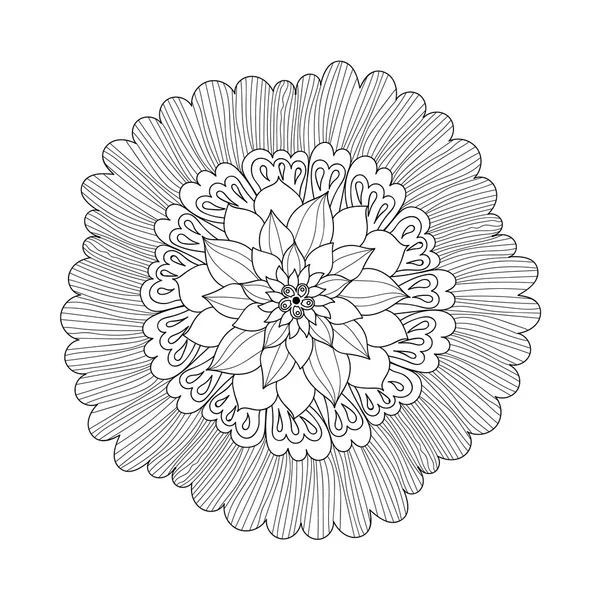 Mandala. Zwart-wit ronde sieraad. Vectorillustratie. — Stockvector