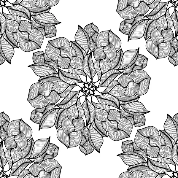 Mandala. Adorno redondo blanco y negro. Ilustración vectorial . — Vector de stock