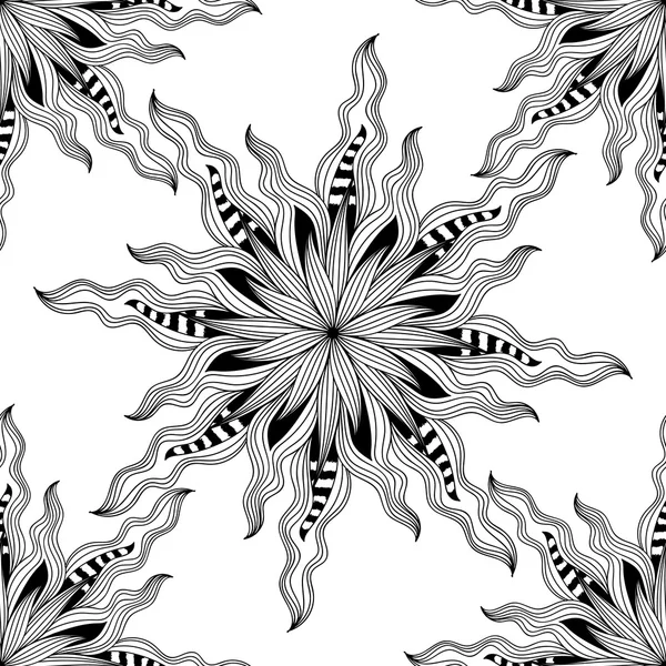 Mandala. Black and white round ornament. Vector illustration. — Stock Vector