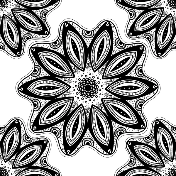 Mandala. Ornamento redondo preto e branco. Ilustração vetorial . — Vetor de Stock