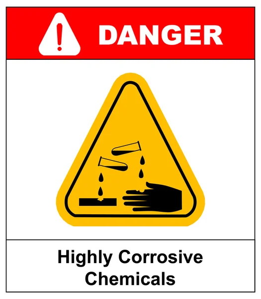Segno corrosivo. Segnale di avvertimento. Segnale di pericolo . — Vettoriale Stock
