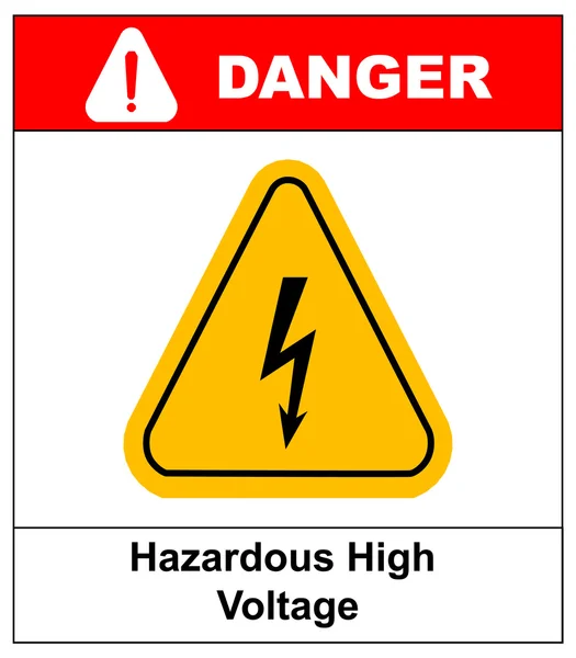 High Voltage Sign. Danger symbol. Black arrow isolated in yellow triangle on white background. Warning icon. Vector illustration — Stock Vector