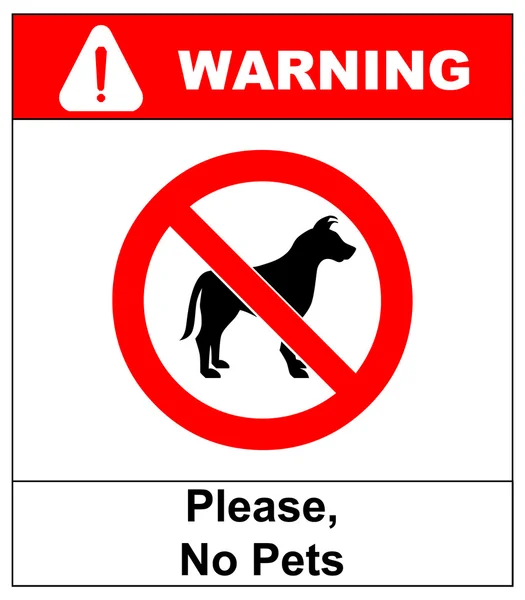 Žádný pet povoleno vektorové ilustrace znamení psi, prosím, varování nálepka na veřejných místech izolovaných na bílém červený kruh — Stockový vektor