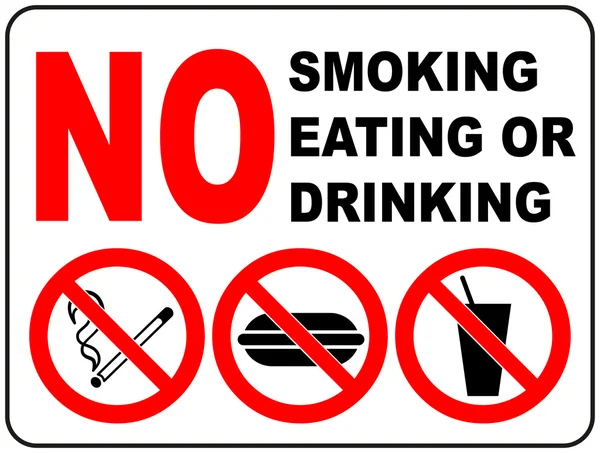 Sigara, yeme ve içme yasağı işaretleri — Stok Vektör