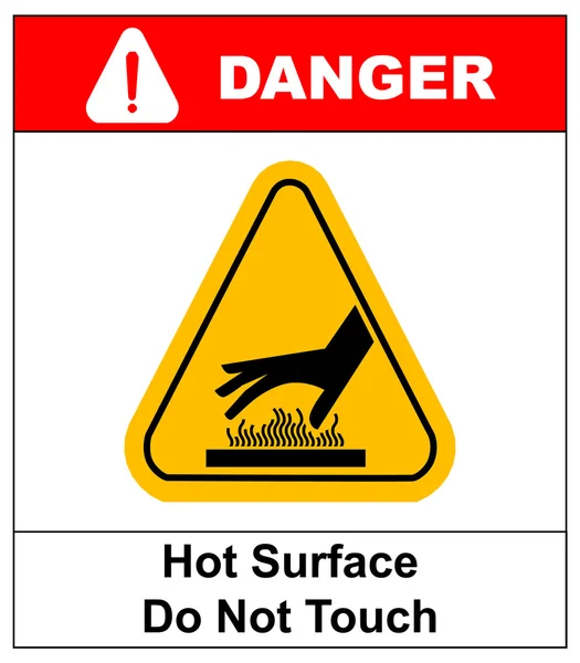 Ne pas toucher surface chaude signes de danger illustration vecteur — Image vectorielle