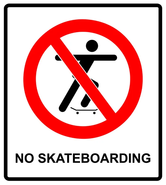 Vektorové ilustrace žádné skateboardingu povoleno cedulka s siluetu člověka — Stockový vektor