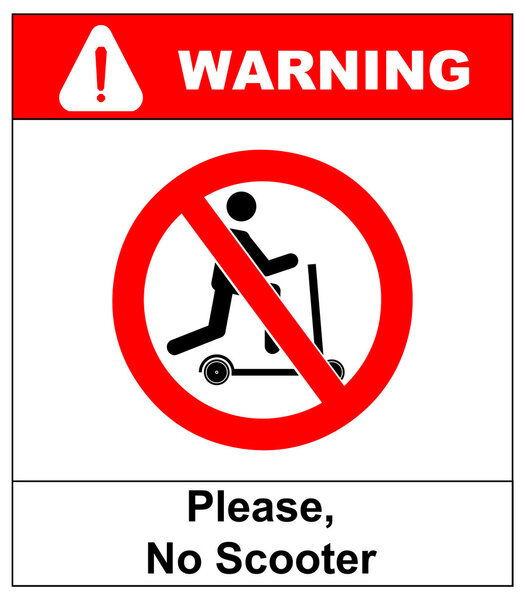 No scooters allowed symbol. Vector prohibition icons for public places like parks, outdoors, streets and for web design.