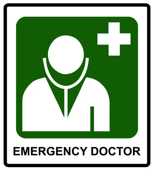 Emergency doctor symbol in sticker label for public places — Stock Vector