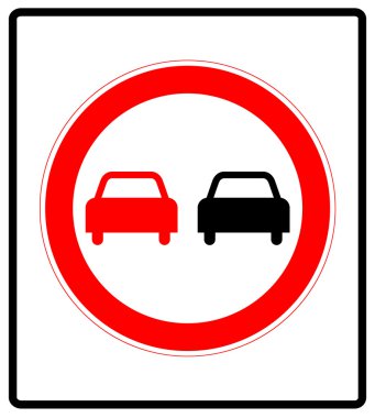 No overtaking road traffic sign icon in flat style on a white background clipart