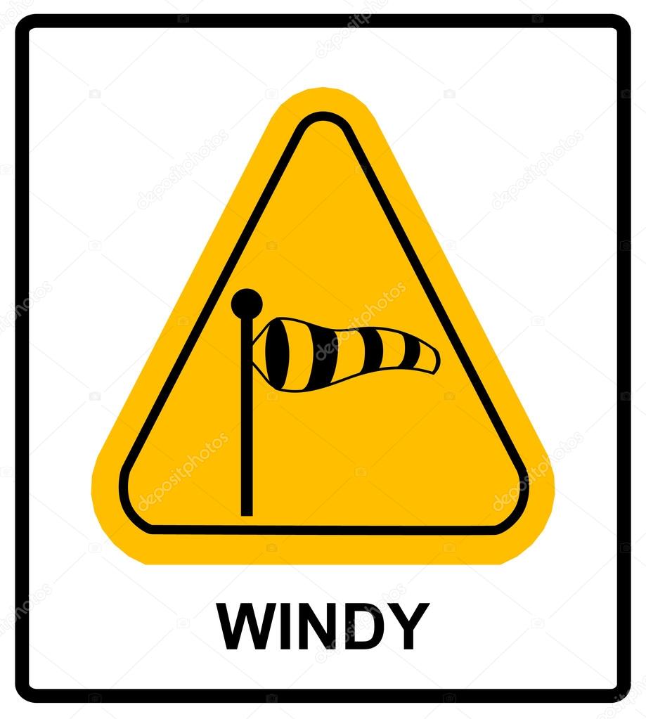 Vector illustration of triangle traffic sign for strong wind