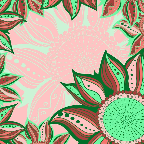 Bunte Blumen Muster Hintergrund. Blumenrahmen. Vektorillustration. — Stockvektor