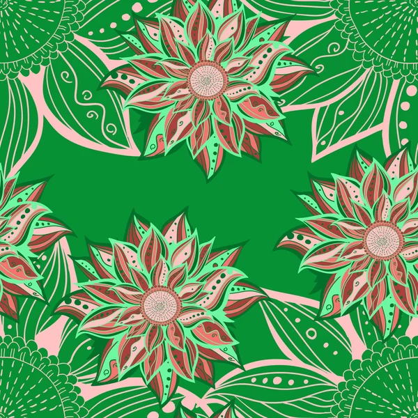 Bunte Blumen nahtlose Muster Hintergrund. Blumenrahmen. Vektorillustration — Stockvektor