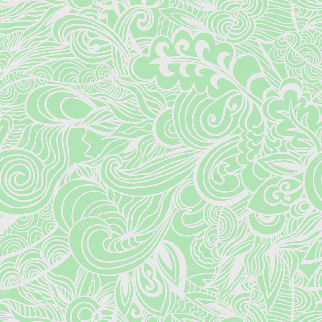 Pastel green floral seamless pattern. Vector illustration.