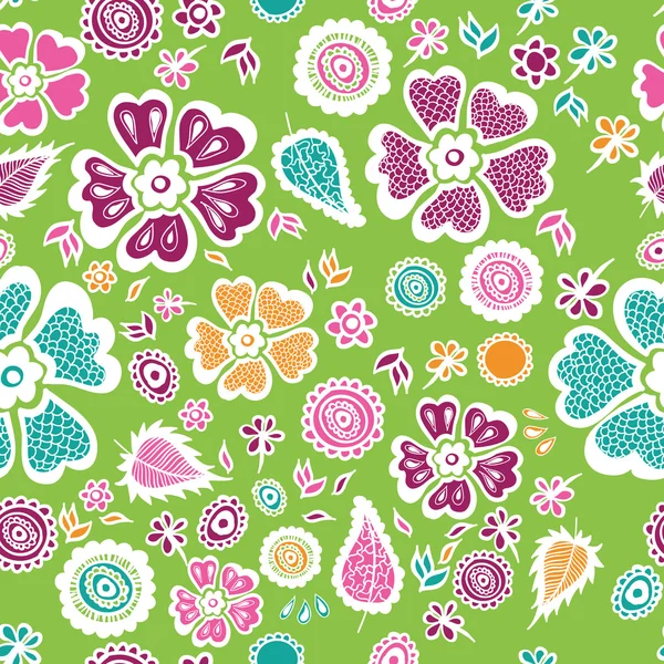 Bunte Blumen nahtlose Muster Hintergrund. Vektorillustration — Stockvektor