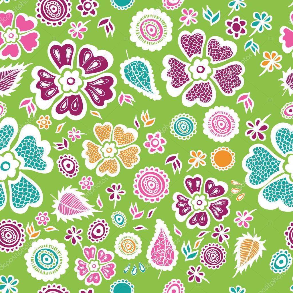 Colorful flowers seamless pattern background. Vector illustration