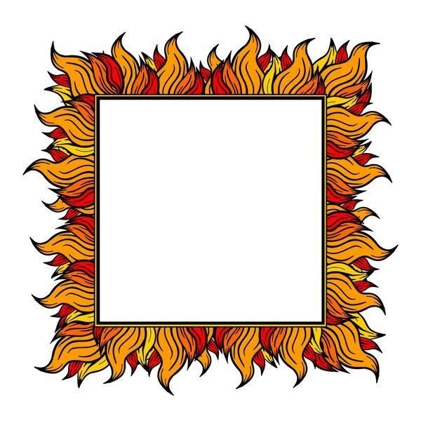 平方的框架与喷出的火焰。矢量图. — 图库矢量图片