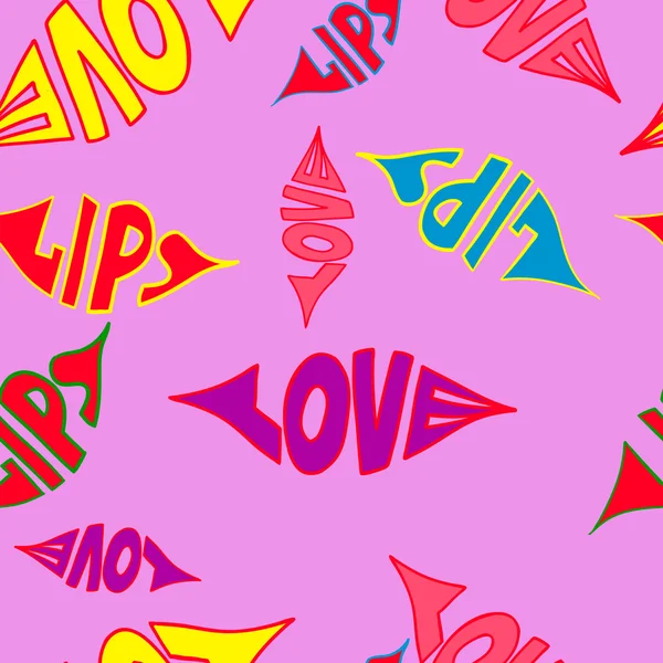 Love lips lettering seamless pattern n.Vector illustration. День святого Валентина . — стоковый вектор