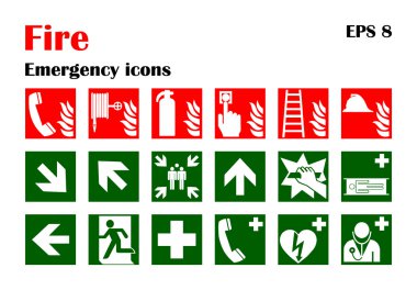 Fire emergency icons. Vector illustration. clipart