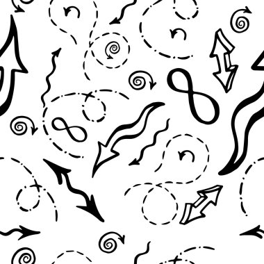 Elle çizilmiş matematiksel öğeleri. Vektör seamless modeli.