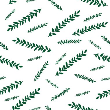 Vektör yeşil doodle dalları ile seamless modeli.