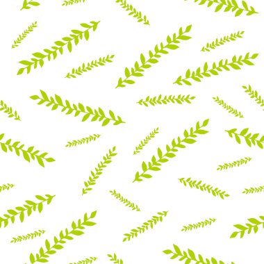 Vektör yeşil doodle dalları ile seamless modeli.