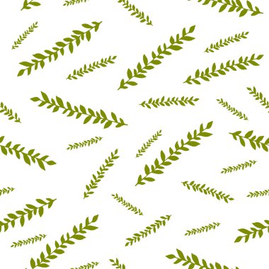 Vektör yeşil doodle dalları ile seamless modeli.