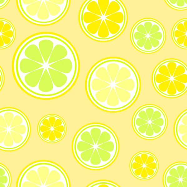 Seamless vector pattern with slices of lemon and lime — Stock Vector