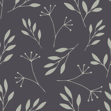 Çiçek dalları ve yaprakları ile sorunsuz vektör desen.