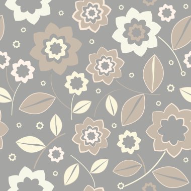 Gri arkaplanda kusursuz çiçek deseni