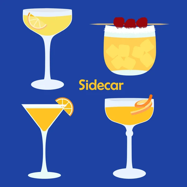 Zijspan cocktail variaties — Stockvector