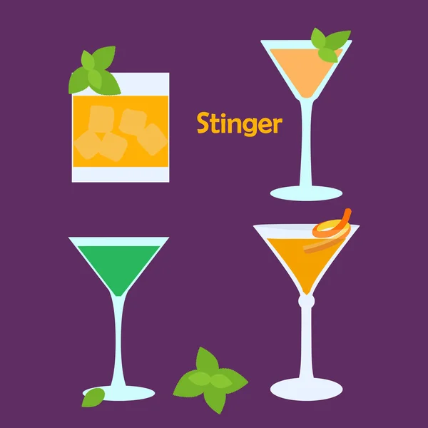Stinger alcohol cocktail — Stockvector