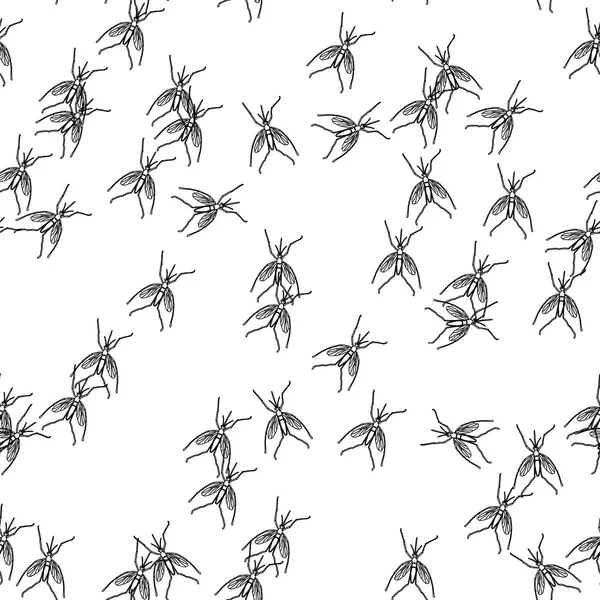 Patrón de mosquitos blanco y negro — Archivo Imágenes Vectoriales