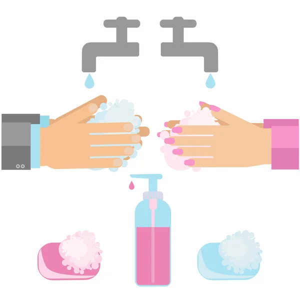 用肥皂洗手 — 图库矢量图片