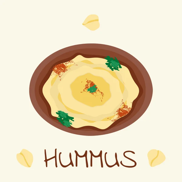 Hummus comida árabe de grão de bico — Vetor de Stock