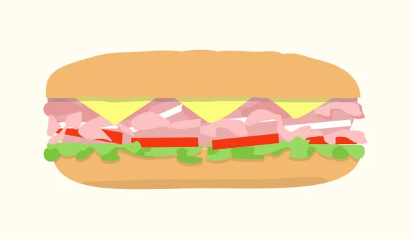 Hoagie submarine sandwich — Stock Vector