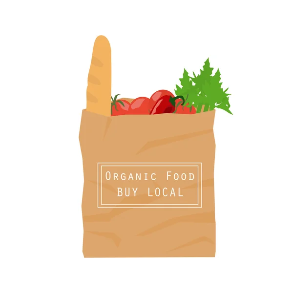 Organik gıda kağıt torba — Stok Vektör