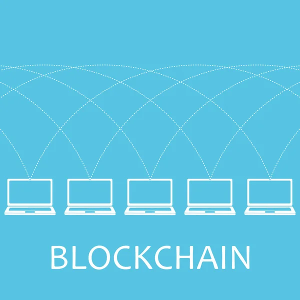 Laptop-Netzblockchain — Stockvektor