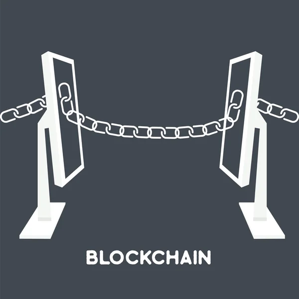 Blockchain cadeia de tela do computador — Vetor de Stock