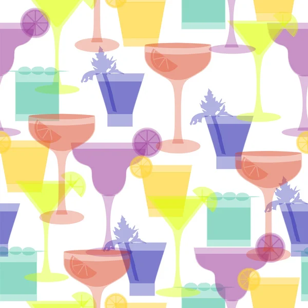 Cocktail silhouetten naadloze patroon — Stockvector